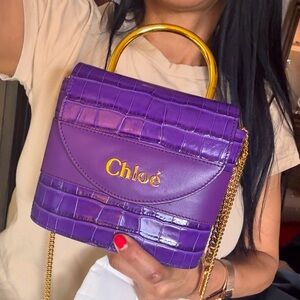 Purple Croc-Embossed mini Chloe bag